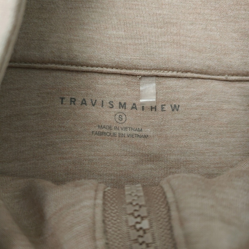 TravisMathew Peloton Womens Quarter Zip Pullover Beige A42491 Small Heathered - Picture 6 of 14